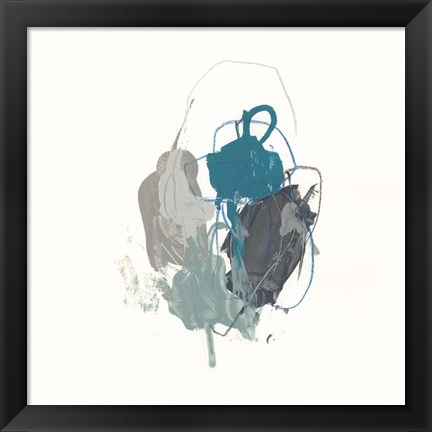 Framed Teal Gesture I Print