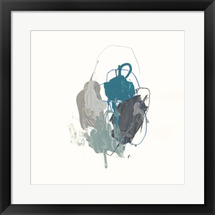 Framed Teal Gesture I Print