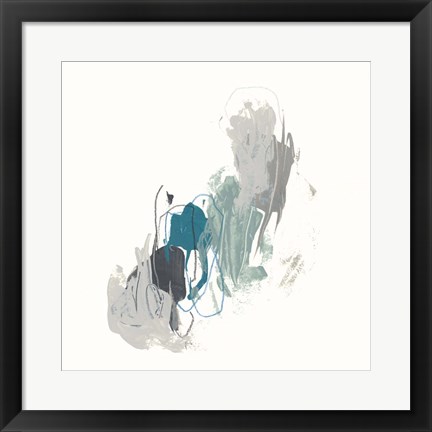 Framed Teal Gesture II Print