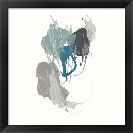 Framed Teal Gesture III Print