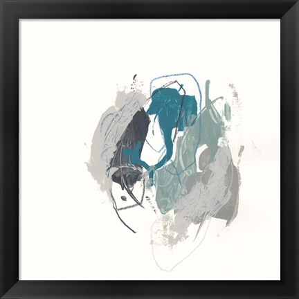 Framed Teal Gesture IV Print