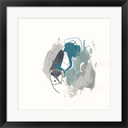 Framed Teal Gesture IV Print