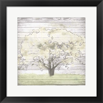 Framed Barn Tree I Print