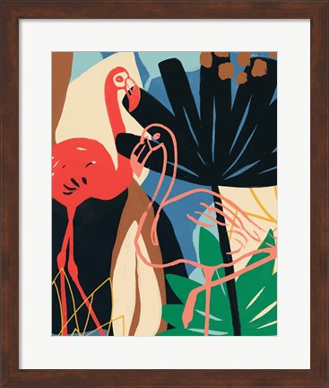 Framed Funky Flamingo I Print