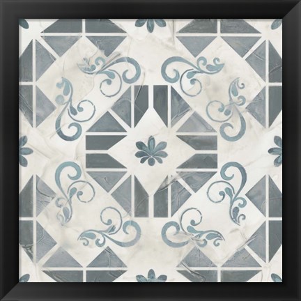 Framed Teal Tile Collection VI Print