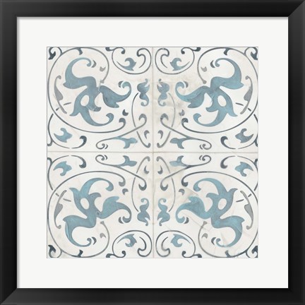 Framed Teal Tile Collection VIII Print