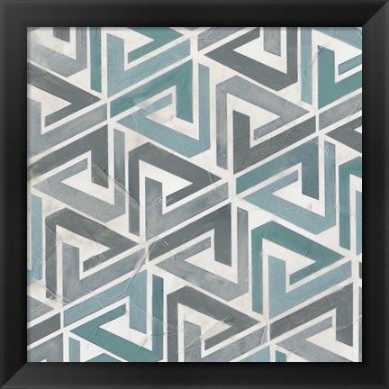 Framed Teal Tile Collection II Print