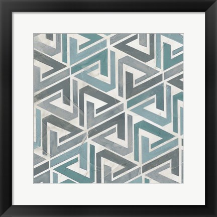 Framed Teal Tile Collection II Print