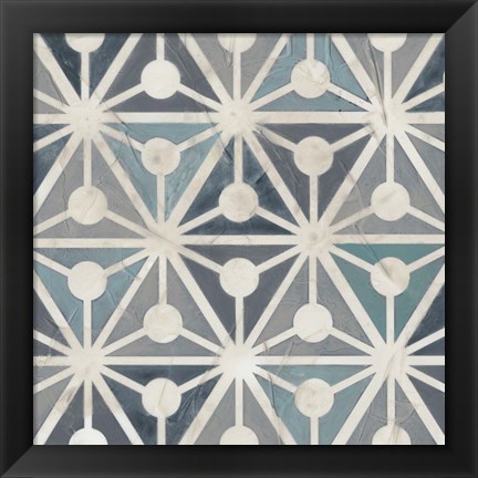 Framed Teal Tile Collection IX Print