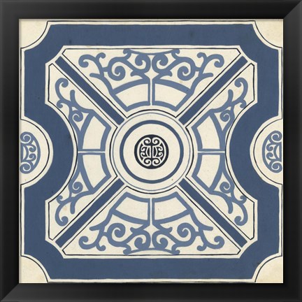 Framed Indigo Motif I Print