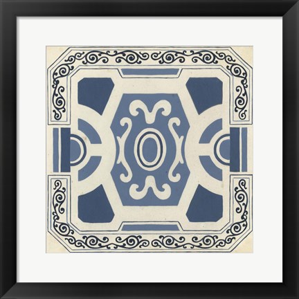 Framed Indigo Motif V Print