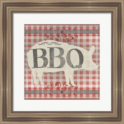 Framed Gingham BBQ I Print