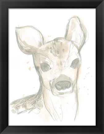 Framed Deer Cameo I Print