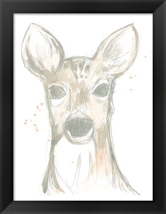 Framed Deer Cameo II Print