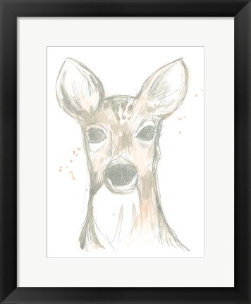 Framed Deer Cameo II Print