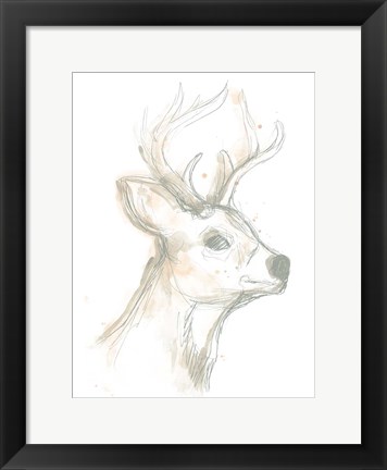 Framed Deer Cameo IV Print