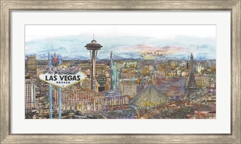 Framed Vegas Skyline in Color Print