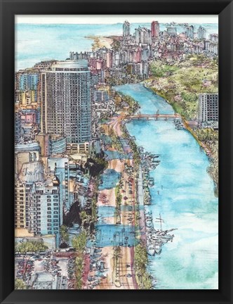 Framed US Cityscape-Miami Print