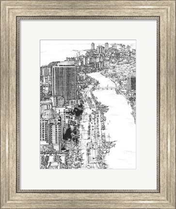 Framed B&amp;W Us Cityscape-Miami Print