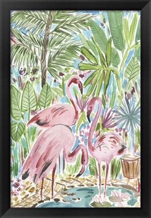 Framed Flamingo Paradise II Print