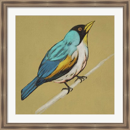 Framed Winged Sketch II on Ochre Print