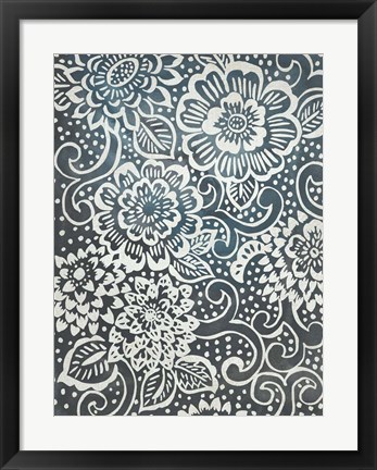 Framed Floral Batik I Print