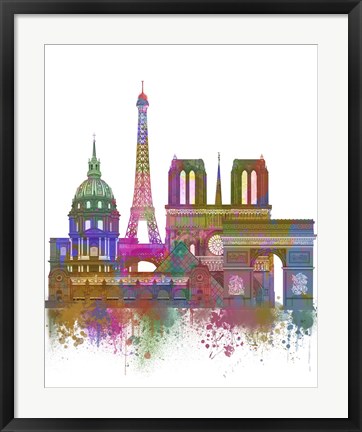 Framed Paris Skyline Rainbow Bright Print