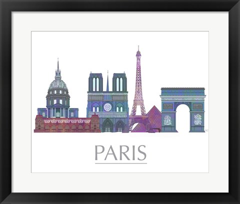 Framed Paris Skyline Coloured Buildings Print