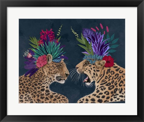 Framed Hot House Leopards, Pair, Dark Print