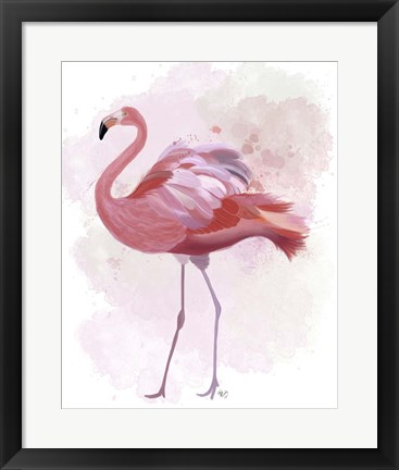 Framed Fluffy Flamingo 1 Print