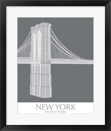 Framed New York Brooklyn Bridge Monochrome Print