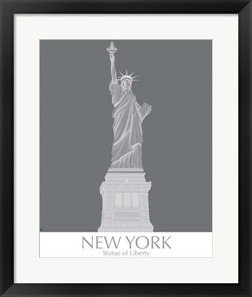 Framed New York Statue of Liberty Monochrome Print