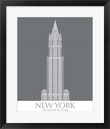 Framed New York Woolworth Building Monochrome Print