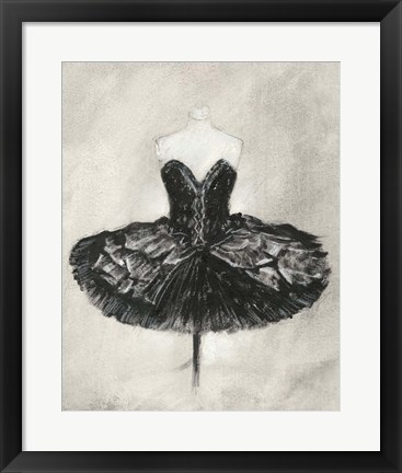 Framed Black Ballet Dress I Print