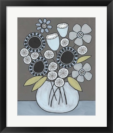 Framed Happy Garden Flowers I Print