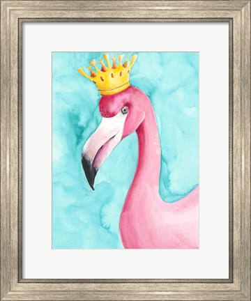 Framed Flamingo Queen I Print