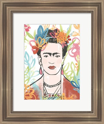 Framed Portrait of Frida  II Print