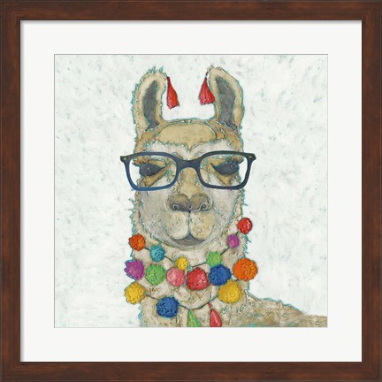 Framed Llama Love with Glasses I Print