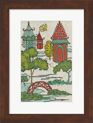 Framed Pagoda Landscape I Print