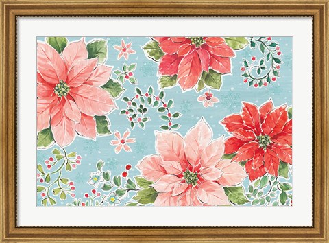 Framed Country Poinsettias I Blue Print