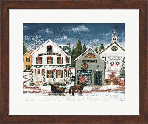 Framed Christmas Village I Dark Crop Print