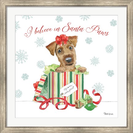 Framed Holiday Paws II Print