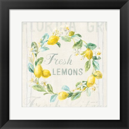 Framed Floursack Lemon V Print