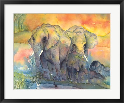 Framed Elephants Crop Print