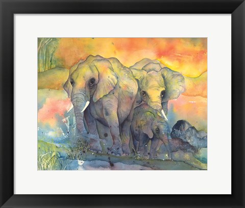 Framed Elephants Crop Print