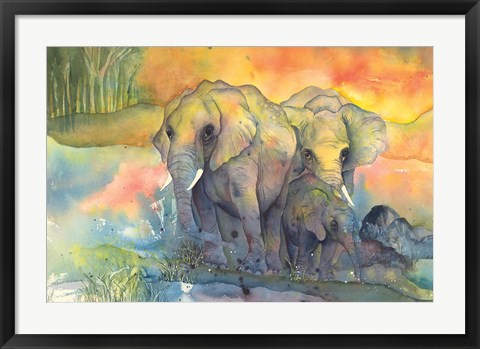 Framed Elephants Print