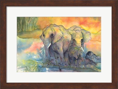 Framed Elephants Print