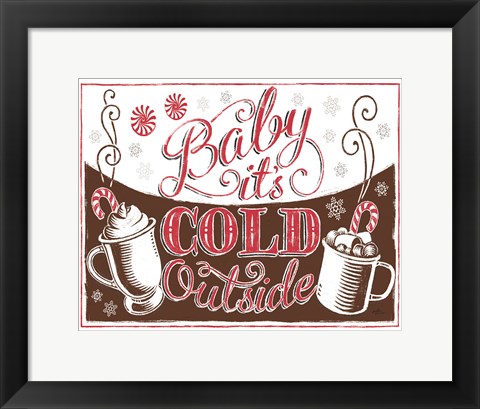 Framed Merry Little Christmas I Brown Print