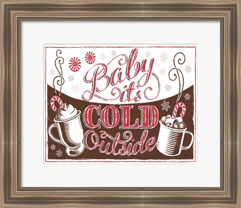 Framed Merry Little Christmas I Brown Print