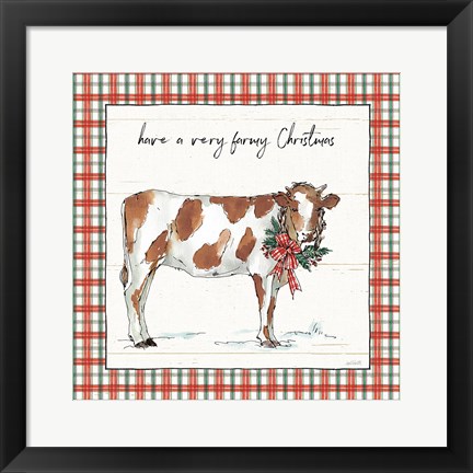 Framed Holiday on the Farm III Plaid Print